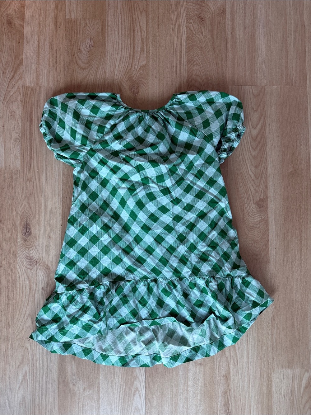 Scoop NYC Green Gingham Ruffle-Hem Top